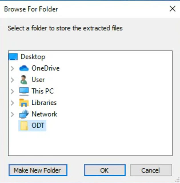 Image of the file directory to save the ODT deployment files