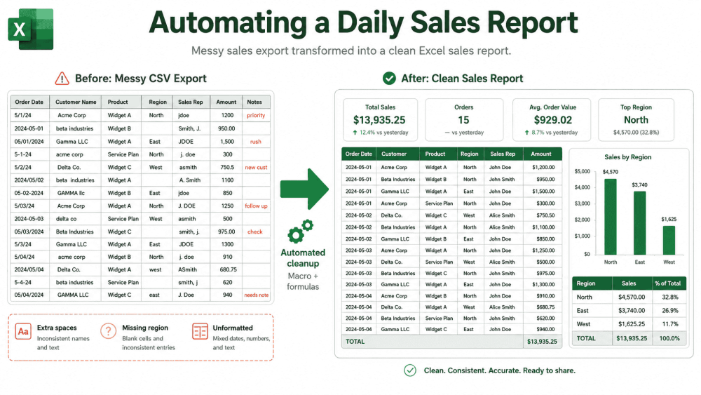 Automating a Daily Sales Report in Excel