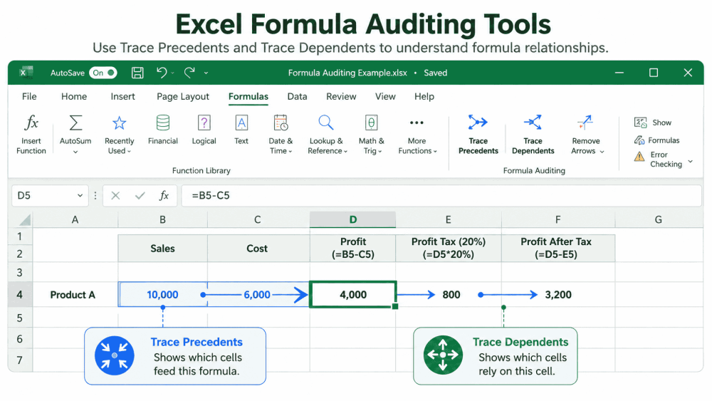 Excel Trace Precedents & Dependents