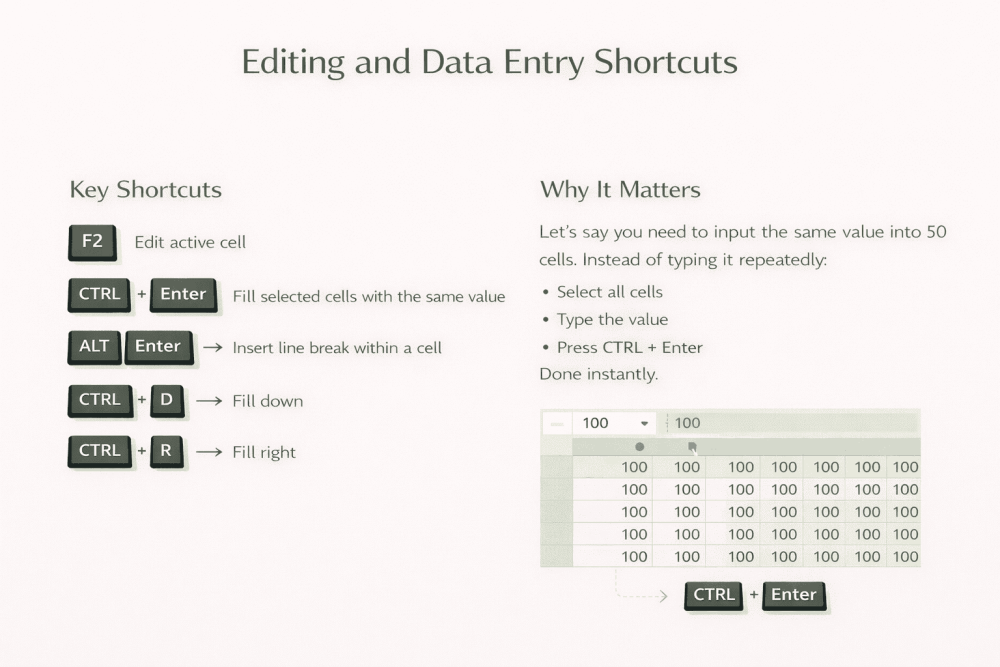 Excel Editing and Data Entry Shortcuts to Save Time