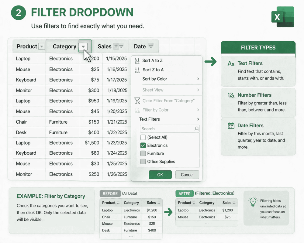 Excel Filter Dropdown - Use filters to find exactly what you need