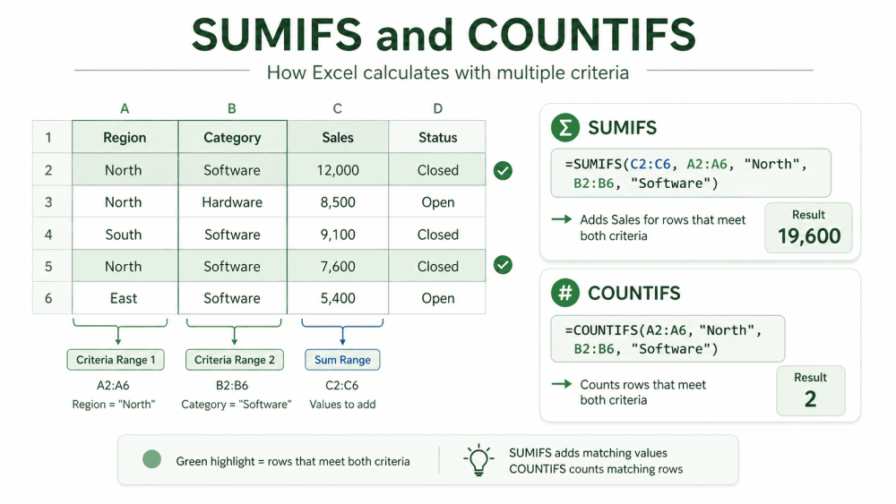 Excel SUMIFS and COUNTIFS