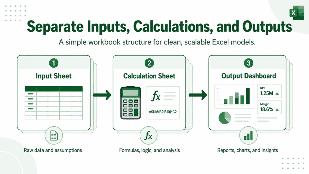 Excel Separate Inputs, Calculations, and Outputs 