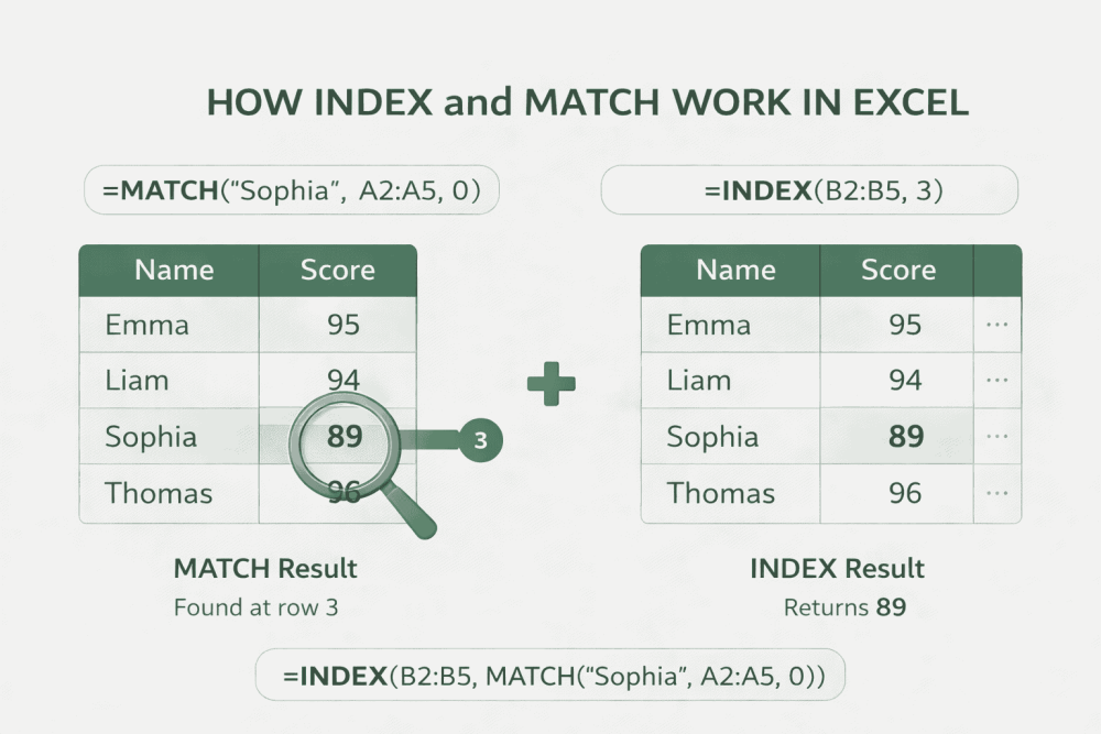 How INDEX and MATCH work in Excel