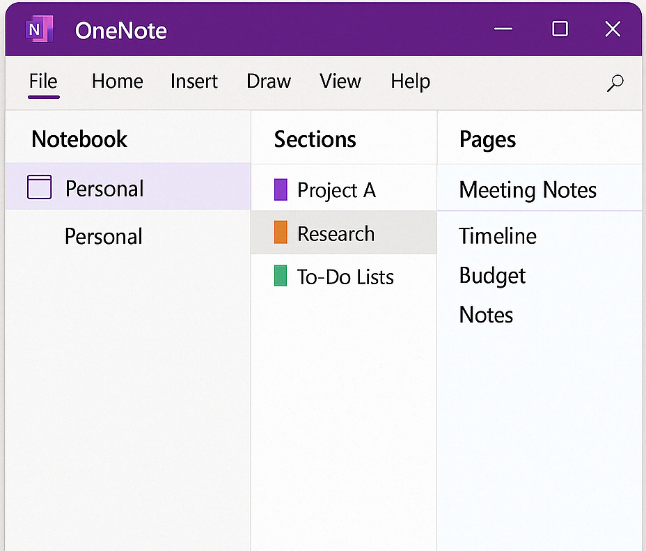 image of OneNote 2024 improved navigation feature