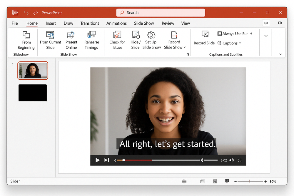 image of Powerpoint2024 live caption feature