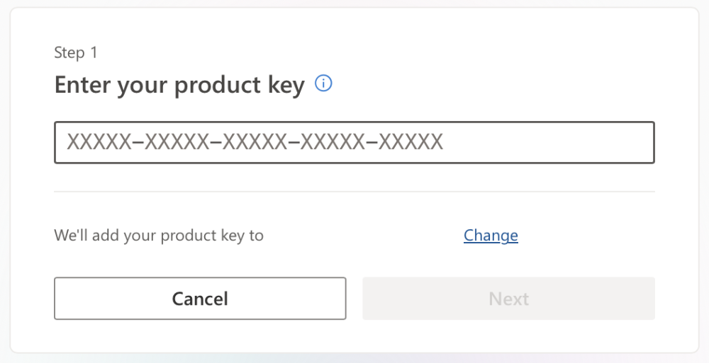 Enter Windows Product Key