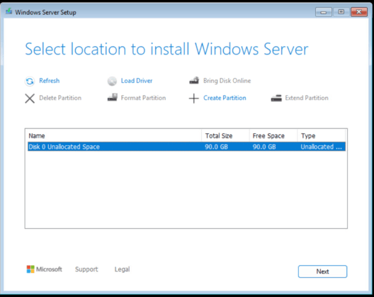 Select windows install location