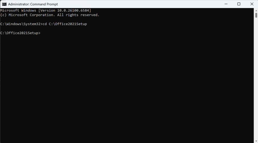 command prompt cd C:\Office2021Setup