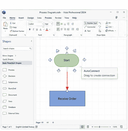 how to use autoconnect in Visio 2024