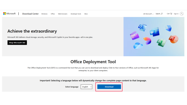 Screenshot of Office Deployment Tool